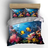 Underwater Coral Reef Decor Set Multiple Sizes Kid'S And Adults' Bedroom Exquisite 3Pc Bedding Set, Gift (as the picture,EU Twin 135X200cm&set)