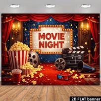 2D Hollywood Cinema Theme Popcorn Drink Night Party Photography Background Cloth 47.2x31.5inch/120*80cm