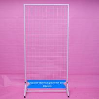 Dvipusis vielos tinklo stelažas: Pastatomas kalvio ketaus stendas prekybos centrams, parodoms, gatvės prekystaliams ir sandėliavimui. 40x100 cm with 20 Hooks + Casters