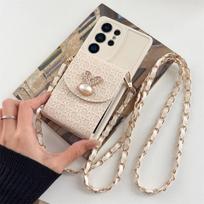 Odinis rankinis dėklas telefonui per petį, skirtas Samsung S26 S25 Ultra S24 S22 Plus S21 S23 FE A57 A17 A07 A56 A26 A36 A16 Piniginė Kortelių dėklas Galaxy S26 balta