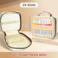 24/36/48/60/84/120Slots Markers Pen Storage Bag Large Capacity Zipper Canvas Storage Pencil Bag Watercolor Pen Stationery Bag