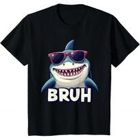 Funny Shark Meme Bruh printed Gift t shirt Vintage Graphic Tee 100 cotton Shortsleeved clothes All size Tops S6XL S