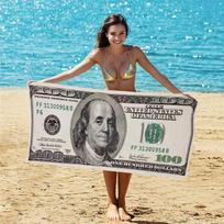 100 Dollar Bill Design Beach Towel 27.5 X 55 Inch 100% Cotton Pool Towel for Travel Camping Lake 50x100cm