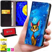 Etui Typu Portfel Do Motorola Moto G06 / G06 Power - Pokrowiec Bluemoon Nadruk + Szkło 9H