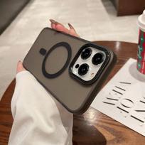 Support Magsafe Charging Phone Case For Iphone 14 12 11 13 Pro Max 14 Plus Metal Camera Hybrid Hard &Soft Half Clear Cover For iPhone14 Pro Max tamsiai violetine spalva