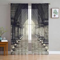 Kaukolės Šiuolaikinės tiulio užuolaidos, skirtos svetainei miegamajam Namui virtuvės langui Permatomos užuolaidos 135W x 114H(cm) gray