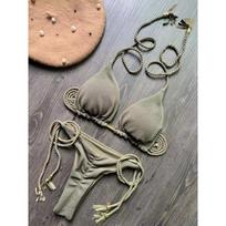 Seksualus pynimo virvės tvarstis bikini komplektas moteriškas maudymosi kostiumėlis dviejų dalių trikampis maudymosi kostiumėlis brazilų bikinis S