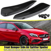 2 vnt. Priekinio buferio šoninis oro deflektorius spoileris juodas, skirtas Benz Mercedes W176 A180 A200 A220 A250 Amg A45 A klasė 2016-2018 juoda