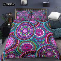 Etninis Bohemiškas Mandala Antklodės Užvalkalas King Queen Europietiškas Gėlės Vintažinis Patalių Komplektas Geometrinis Retro Stilius Poliesterio Antklodės Užvalkalas EU single(135x200cm)