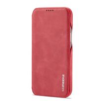 Odinis atlenkiamas dėklas su magnetiniu užsegimu iPhone 16 Pro Max 14 15 13 12 Mini 11 XS X XR Plus SE 2026, plonas, su kortelių laikikliais, knygos tipo krepšys For iPhone 12Mini raudona