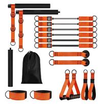 Portable  Exercise Pilates Bar W/ Resistance Bands Portable Yoga Pilates Stick for Women & Men Home Gym Exercise Fitness oranžinė