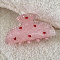 Rhinestone Acetic Acid Hair Clip Pearl INS Shark Clip Creative Love Heart Hair Claw  Female B