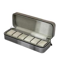 PU Watch Display Box 6/10/12 Grids Watch Organizer Fashion Watch Storage Box  Gift Grey 6 Girds
