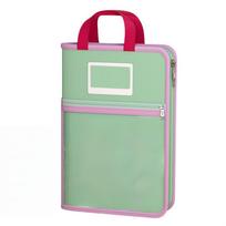 L-shaped A4 file bag, large opening mesh stationery storage bag, large-capacity transparent file bag, school supplies rožinė