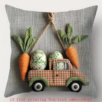 Easter-themed Pillow with Carrots Bunnies and Bike Polyester pillowcase,sofa decorative cushion cov Headboard Pillow 40x40cm