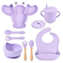 Lobster Silicone Baby Feeding Kit, 8 pieces, BPA-free suction cups