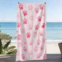 Cat Lovers Pink Paw Beach Towel, Quick Dry Super Absorbent Microfiber Bath Sheet for Pool Travel Swimming Gift 40X60cm