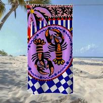 Lobster & Seahorse Retro Marine Beach Towel,Soft Quick-Drying, Perfect For Portable Outdoor Travel, Camping And Summer Beach STJ-70X140cm