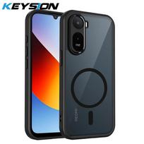 KEYSION magnetinis telefono dėklas skirtas Xiaomi POCO C81 Pro, minkštas silikonas + PC matinis permatomas juodas atsparus smūgiams dėklas skirtas POCO C81 Pro for POCO C81 Pro juoda