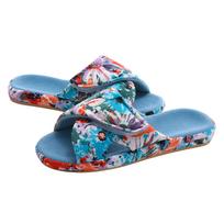 Eyriphy Women Waffle Cotton Slippers Memory Foam Flat Sandals Indoor Casual Comfort Home Shoes With Arch Support Printed Slides 36 gray