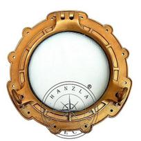 Maritime Antique Brass Finish Aluminium Porthole Window Glass Nautical Ship Port Decor