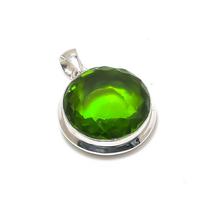 Gražus peridoto brangakmenio sidabrinis pakabukas iš 925 prabos sidabro - Rankų darbo ovalo formos dizainas, Kasdienio nešiojimo papuošalas, Dovana gimtadieniui 1.95" žalia