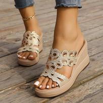 Designer Sandals Women  Ladies Boho Slides Women Slippers Sandals Summer Crystal Shoes Peep Toe Flat Sandals Zapatos Mujer 36