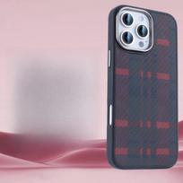 Applicable To IPhone16pro Retro Keraf Mobile Phone Case Apple 15 Carbon Fiber Plaid 14 Anti-fall Protection Case iPhone16 raudona