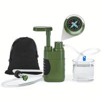 Outdoor Water Filter Portable Camping Water Purification Removes 99.99% of Bacteria for Camping Hiking Emergency Fishing Surviva žalia
