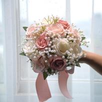 Romantiškas Vestuvinis Puokštė Dirbtinės Rožės Daugiafunkcinės Šilkinės Dirbtinės Gėlės Tikras Lietimas su Šilko Juostele Mariage Puokštė