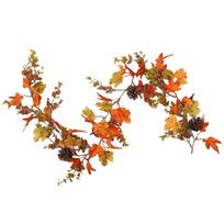 100cm Rudens klevo lapų girlianda Kabantis papuošimas Dirbtinė rudens girlianda Padėkos dienos puošmena namams, vestuvėms, vakarėliui 1