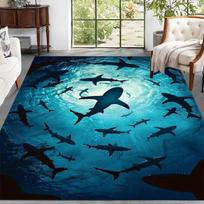 Fun Shark Theme Non-Slip Rug - Vibrant Decorative Floor Mat for Patio, Garden, Bedroom & Living Room Decor 40x60cm
