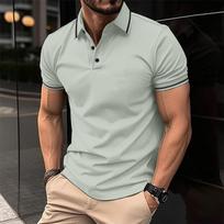 Men Contrast Trim Collar Short Sleeve Polo Shirt S žalia