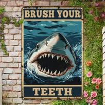 Metal Wall Art Vintage Shark Tooth for Bathroom Retro Decor