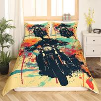 3Pcs Cool Motorbike Bedding Set Dirt Bike Duvet Cover Twin Motocross Rider Comforter Cover Extreme Sports For Boys Adults EU Twin(135x200cm)