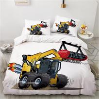 Boys Excavator Bedding Duvet Cover King Bed Engineering Construction Vehicles Digger Kids Boys Quilt Cover Set With Pillowcase 90x200cm