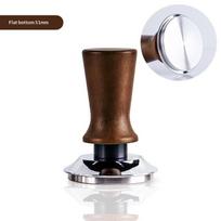 1Pcs Barista Tool 51/53/58Mm Beech Wood Espresso Coffee Tamper Internal Spring Balanced Force Coffee Hammer Stainless Steel Base Flat 53MM brown