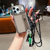 Crossbody Wrist Strap Phone Case for IPhone Air 17 16 15 Plus 14 13 12 11 Pro Max X XR XS Silicone Transparent Protective Cover iPhone17 Pro juoda