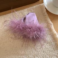 Elegant Satin Triangle Shark Clip Plastic Women Hairgrips Versatile Fluffy Feather Hair Claw  Party violetinė