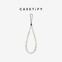 CASETiFY sidabrinė grandinėlė telefonui su karoliukais white
