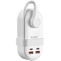 ORICO 65W GaN greito įkrovimo prailgintuvas su USB-C/A, Kinijos kištuku (adapteris įtrauktas) balta