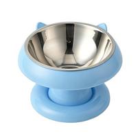 Anti-Choking Stainless Steel Pet Bowl Non-Slip Large Capacity Neck Protection Bowl Anti-Spill Detachable Cat Water Feeder mėlyna