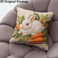 Cute Rabbit Carrot Farmhouse Throw Pillow Covers Pattern Cushion Cover Suitable For Sofa Bedroom Car Pillow Cover 40x40cm