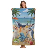 Cute Shark Octopus Whale Beach Towel Flat Print Ocean Animals Summer Vacation Microfiber Bath Towel Kids Travel Pool Gift 40X60CM