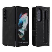 Visiškai dengiantis atskiras odinis piniginės dėklas, skirtas Samsung Galaxy Z Fold 3 5g Fold3 kortelių lizdo mobiliojo telefono dangtelis Fundas for Samsung Z Fold 3 juoda