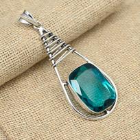 Indicolite Beautiful Gemstone 925 Sterling Silver Handmade Dainty Jewelry Women Pendant 2.75 Inches mėlyna
