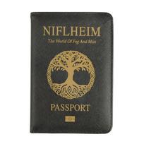 World Tree Passport Cover Rfid Blocking Pu Leather Passport Wallet Travel  Holder juoda