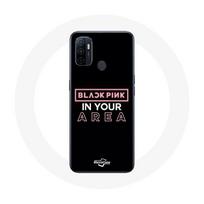 Coque pour Oppo A53 Blackpink in Your Area Logo Rose Fond Noir juoda