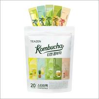 TEAZEN Kombucha Starter Pack (Lemon 4p + Pineapple 4p + Shine Muscat 4p + Plum 4p + Yogurt 4p) / Low Calorie, Zero Sugar, Prebiotics 20 Sticks x 1 Pack