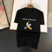 Juokingi Dolce & Banana spaudinio vasariniai marškinėliai vyrams ir moterims, trumparankoviai viršutiniai drabužiai, madingi kasdieniai grafiniai drabužiai#Spalva S juoda